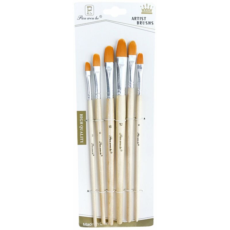

Juego de 6 pinceles para pintar, nailon, pelo, mango de madera, pinceles para artistas, ninos, adultos, principiantes, para acrilico, oleo, acuarela,