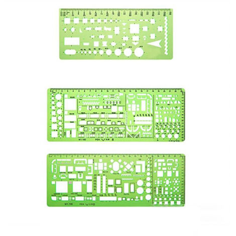 Juego de 6 plantillas de dibujo para encofrados, diseño geométrico, mobiliario de oficina, plantilla de medición, regla para material escolar y de oficina.