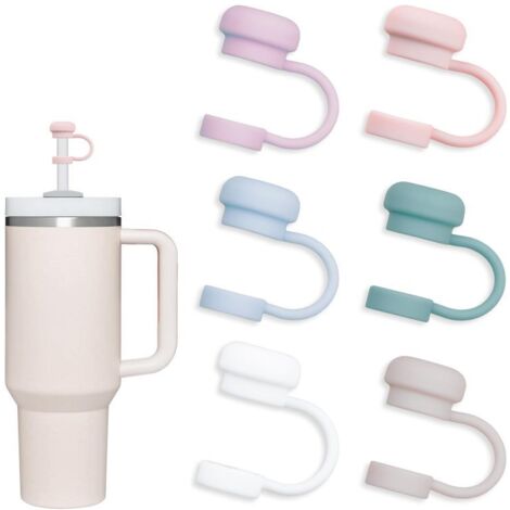 Juego de 6 protectores de silicona de 10 mm para pajitas de vasos de 30/40 oz, bonitos y reutilizables, con correa de seguridad y tapas antipolvo aptas para uso alimentario.
