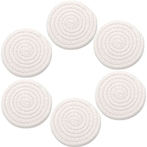 Juego De 6 Salvamanteles De Hilo De Algodón Con Soporte De Almacenamiento - Blanco - Redondos Trenzados Diámetro 11 Cm Caqui MINKUROW