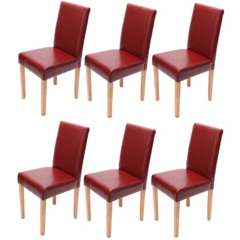 Juego de 6 sillas de cocina comedor en color rojo patas de madera clara sintética diseño moderno 040000710