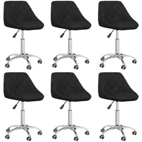 Juego de 6 sillas de comedor asiento giratorio regulable en altura en PVC negro DEC025443
