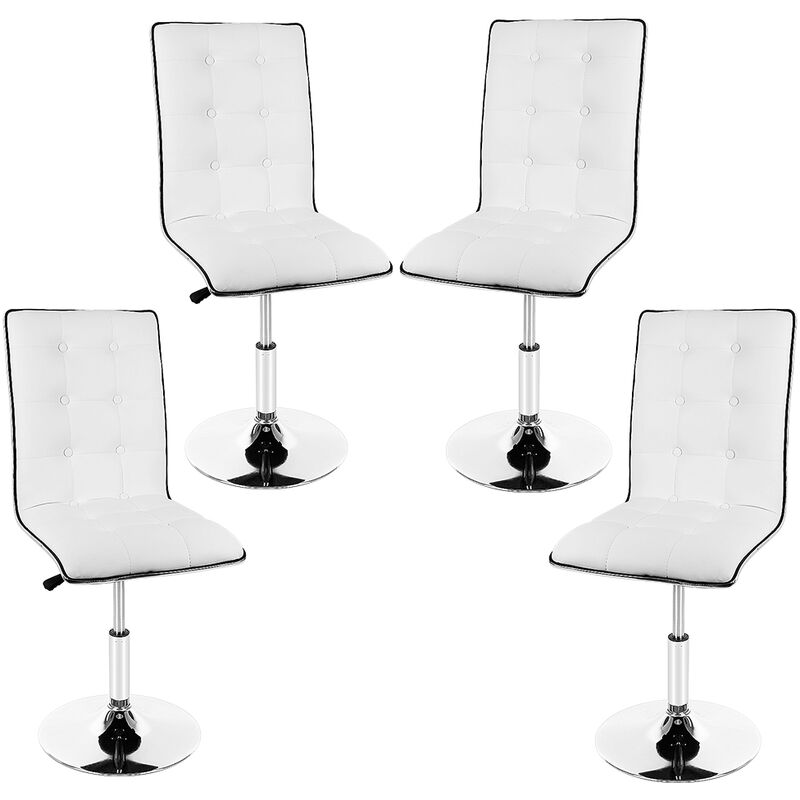 

(Juego de 6) sillas de comedor blancas de imitación - modelo LEAF - L 42 x P 42 x H 91/108 cm