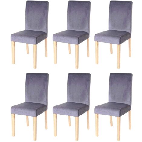 Juego de 6 sillas de comedor/cocina en tela de terciopelo gris CDS04610