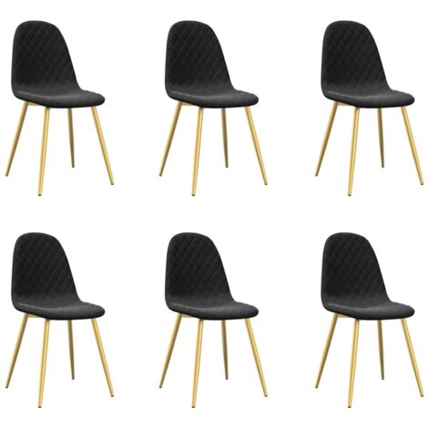 Juego de 6 sillas de comedor de diseño moderno con pespuntes de rombos en terciopelo negro DEC025709