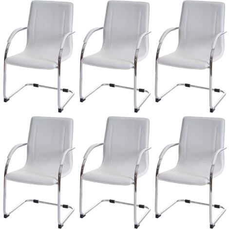 Juego de 6 sillas de comedor de escritorio para visitas de PVC blanco 040001973