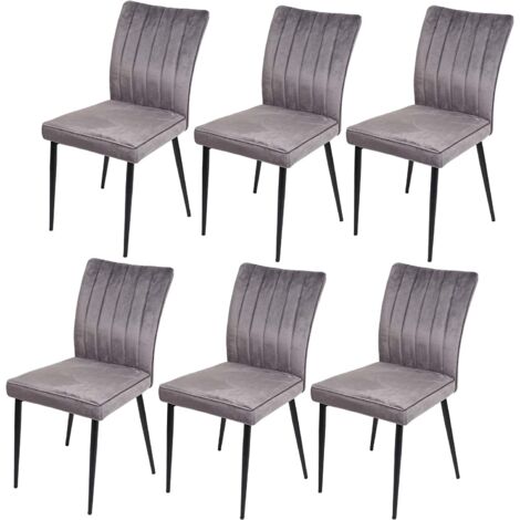 Juego de 6 sillas de comedor de terciopelo gris oscuro con patas de metal CDS04676