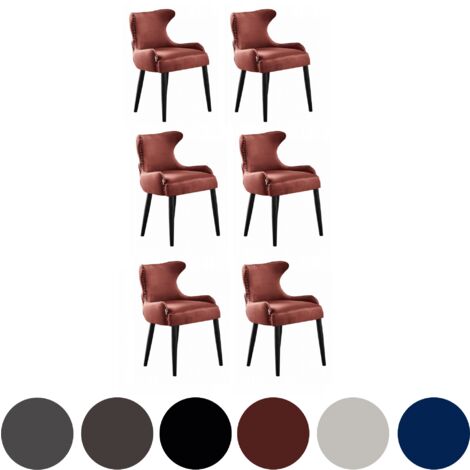Juego de 6 sillas de comedor de terciopelo Oxford LUX: sillas tapizadas para comedor, cocina: rojo