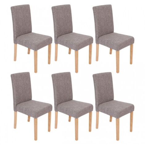Juego de 6 sillas de comedor en tela gris con patas claras CDS04218
