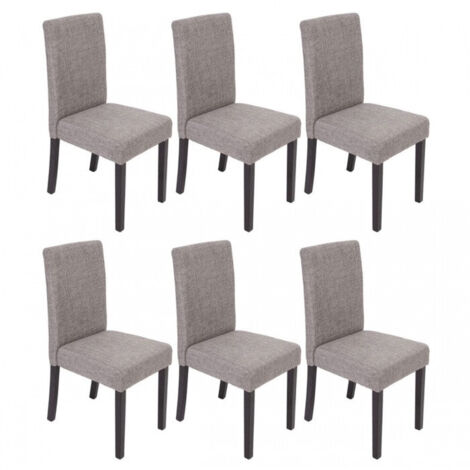 Juego de 6 sillas de comedor en tela gris con patas oscuras CDS04228