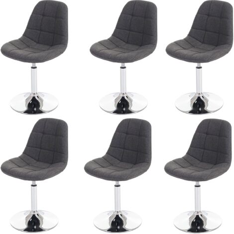 Juego de 6 sillas de comedor giratorias en textil gris claro y estructura de metal cromado 040007682