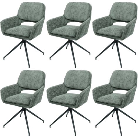 Juego de 6 sillas de comedor HHG-643, silla de cocina, giratoria con retorno automático, tejido de chenilla (490 g/m²) Oeko-Tex, verde