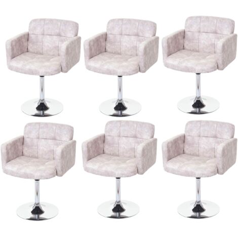 Juego de 6 sillas de comedor Orlando, silla giratoria, imitación de ante cromado con certificado MVG, vintage gris claro