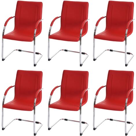 Juego de 6 sillas de comedor para oficina de visitas de PVC rojo 040001975
