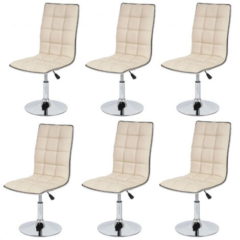 Juego de 6 sillas de comedor regulables en altura en sintética crema CDS04275