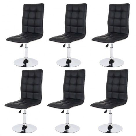 Juego de 6 sillas de comedor regulables en altura en sintética negra CDS04277