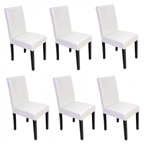 Juego de 6 sillas de comedor sintéticas blancas con patas oscuras CDS04248
