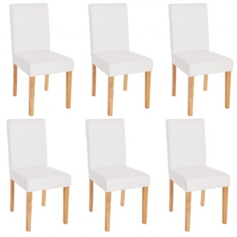 Juego de 6 sillas de comedor sintéticas blanco mate con pies ligeros CDS04238