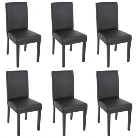 Juego de 6 sillas de comedor sintéticas negro mate con patas oscuras CDS04235