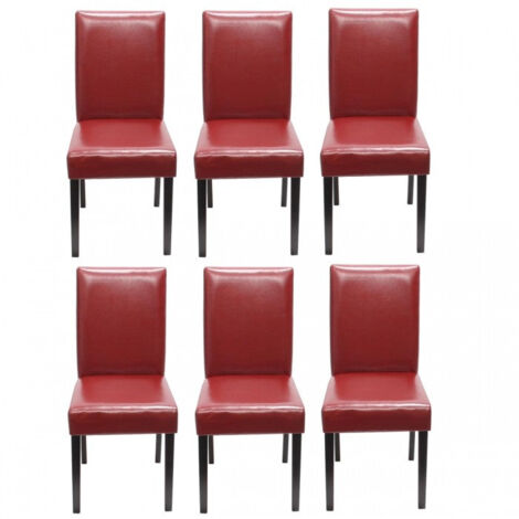 Juego de 6 sillas de comedor sintéticas rojas con patas oscuras CDS04244