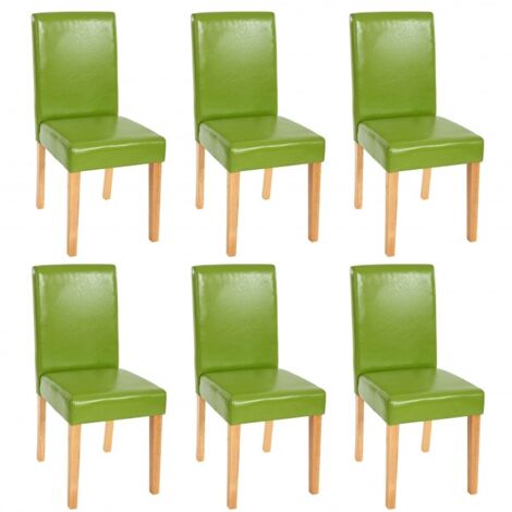 Juego de 6 sillas de comedor sintéticas verdes con patas claras CDS04231