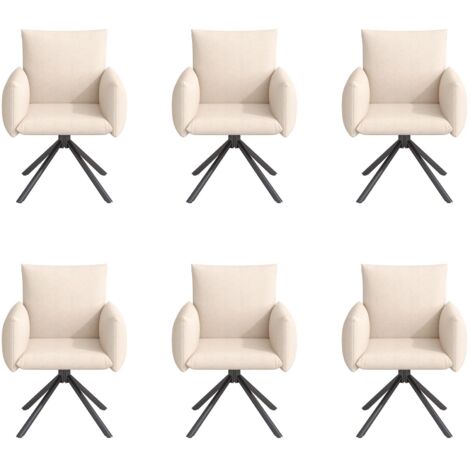 Juego de 6 sillas de comedor tapizadas en terciopelo beige, giratorias 360° con 4 patas de metal para sala, dormitorio y oficina