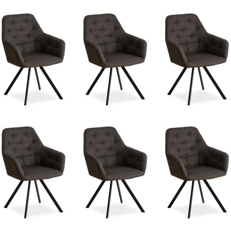Juego de 6 sillas de salón comedor con cómodo tapizado color antracita CDS06306