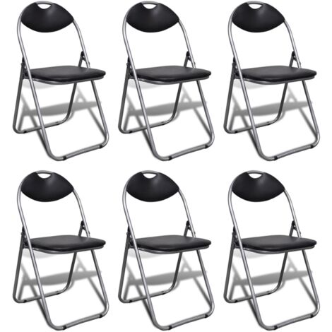 Juego de 6 sillas plegables de cocina office para reuniones estructura ligera en PVC y acero negro DEC026290