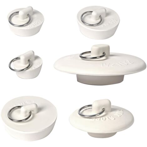 Juego de 6 tapones para fregadero de diferentes tamaños, tapón para bañera con anillo de fijación, tapón de desagüe de goma para fregadero de cocina, baño y lavadero, accesorios para bañera