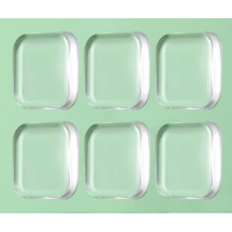 Juego de 6 topes anticolisión de silicona transparente para manijas de puertas de refrigeradores, topes de goma cuadrados para pisos y refrigeradores.