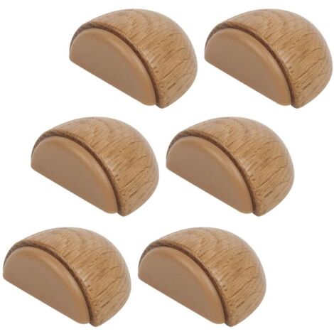 Juego de 6 topes de puerta - Topes de puerta de madera autoadhesivos para suelos y parquet - Topes de puerta para pegar - Topes de puerta (roble natural)