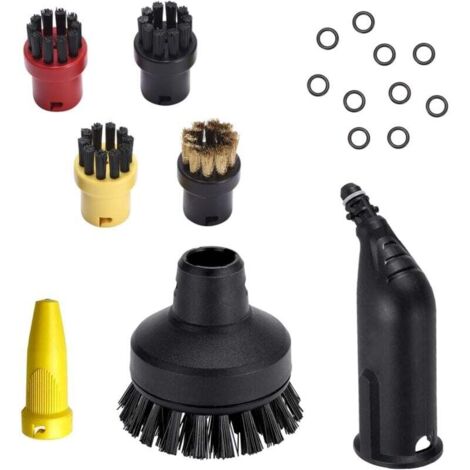 Juego de 7 accesorios para limpiador a vapor Karch: 4 cepillos, 1 cepillo redondo grande y 2 boquillas de repuesto para Karch SC1, SC2, CTK10, SC3, SC4, SC5 y SC7.