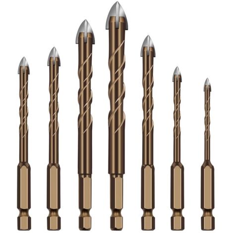 Juego de 7 brocas para azulejos, brocas de diamante de Ø 3-12 mm, brocas hexagonales para azulejos, para vidrio, metal, ladrillo, plástico y madera.