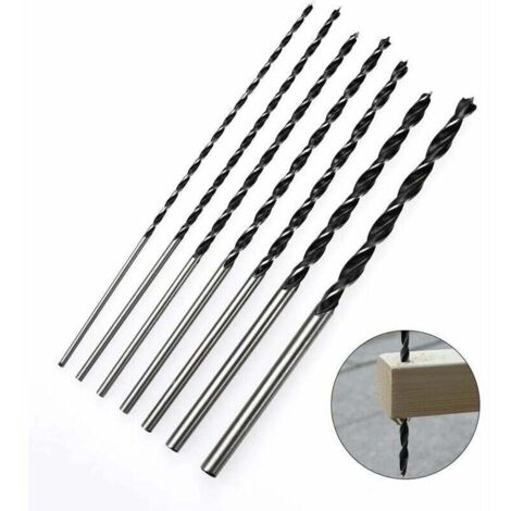 Juego de 7 brocas para madera para taladro helicoidal/taladro percutor, brocas para percha de correa extensible, 300 mm (4/5/6/7/8/10/12 mm)