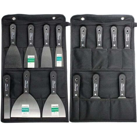 Juego de 7 espátulas, raspadores y espátulas, mango de plástico antideslizante con bolsa de herramientas portátil de lona.
