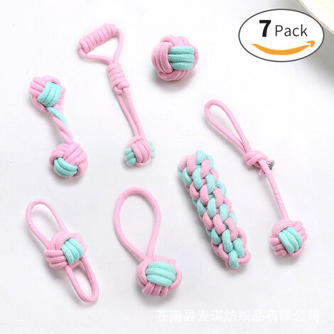 Juego de 7 juguetes para perros, juguete duradero para masticar, soledad, perros pequeños y medianos saludables (multicolor)