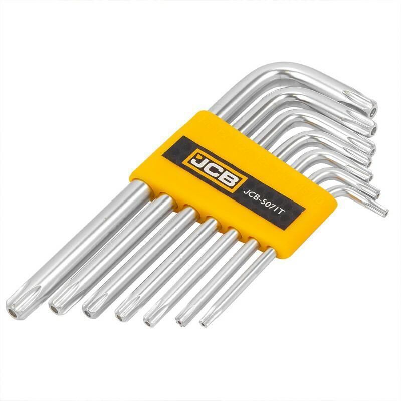 Juego de 7 llaves 5071T TORX JCB, T10-T40, para trabajos exigentes, acero Cr-V, alta resistencia a la corrosión, diseño en 