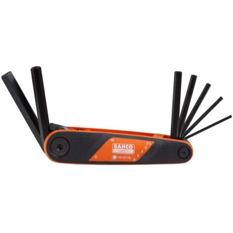 Juego de 7 llaves hexagonales pavonadas BE-9777B, marca Bahco