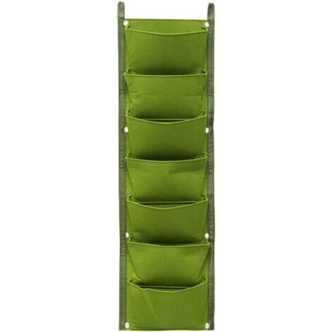 Juego de 7 macetas verticales, macetas de pared, plantas verticales, reutilizables y transpirables, ideales para decoración de jardines interiores y exteriores (verdes).