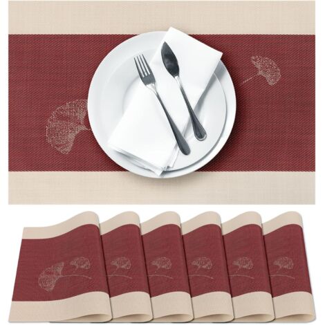 Juego de 7 manteles individuales con estampado de hojas de ginkgo – Duraderos y fáciles de limpiar, ideales para comedores, cocinas o decoración del hogar – Manteles individuales – Cubiertos no inclui
