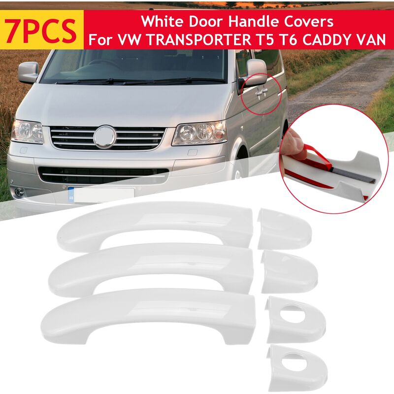 

Juego de 7 piezas de cubiertas blancas para manijas de puerta para VW Transpoter T5 T6 Caddy Van 2003-2015