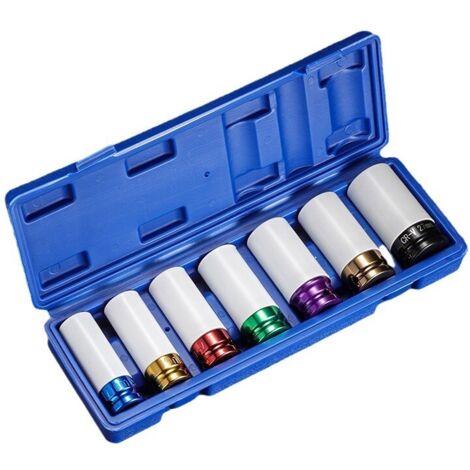 Juego de 7 vasos de impacto de 1/2" Acero CrMo de alta resistencia Protección de borde Estuche práctico