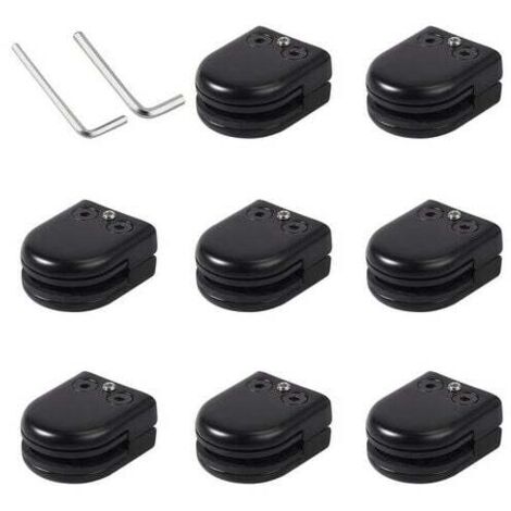 Juego de 8 abrazaderas para vidrio de acero inoxidable 304, color negro, soporte resistente para vidrio de 8-10 mm