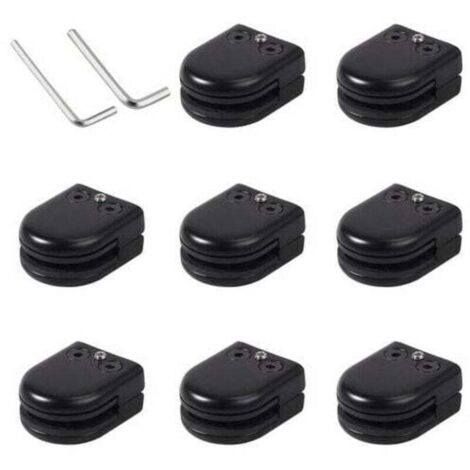 Juego de 8 abrazaderas para vidrio de acero inoxidable 304 negro - Soporte resistente para vidrio de 8-10 mm