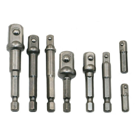 Juego de 8 adaptadores de vaso para destornillador de impacto, puntas de extensión de 1/4", 3/8" y 1/2" para herramientas eléctricas manuales.