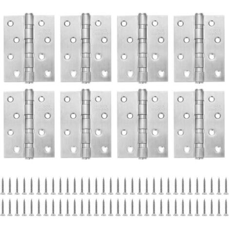 Juego de 8 bisagras de puerta de acero inoxidable de 10 cm, bisagras de puerta de acero con rodamiento de bolas de 4 vías, bisagras de puerta con rodamiento de bolas
