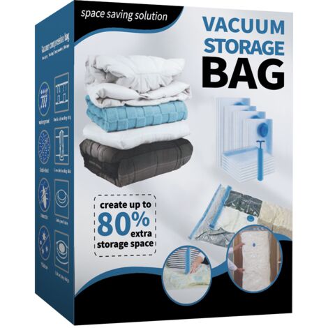 Juego de 8 bolsas de almacenamiento al vacío reutilizables con bomba manual, para comprimir ropa y edredones, ahorrando espacio en el almacenamiento doméstico.