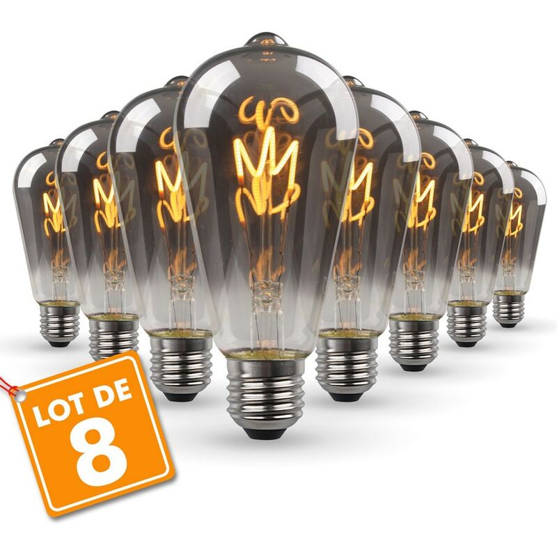 

Juego de 8 bombillas LED E27 ST64 Smoky Vintage Deco Filamento