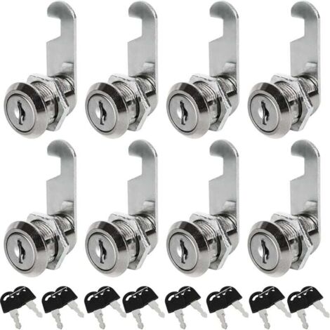 Juego de 8 cerraduras universales para buzón, cerradura de armario de metal de 30 mm, cilindro de buzón de aleación de zinc con 16 llaves para cajón, armario, buzón