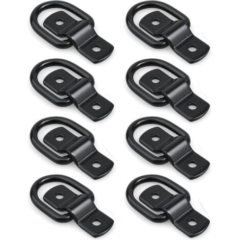 Juego de 8 correas de sujeción de alta resistencia con anclajes de anilla en D negros para cargar remolques, camiones, autocaravanas, furgonetas, quads, todoterrenos, barcos, etc.